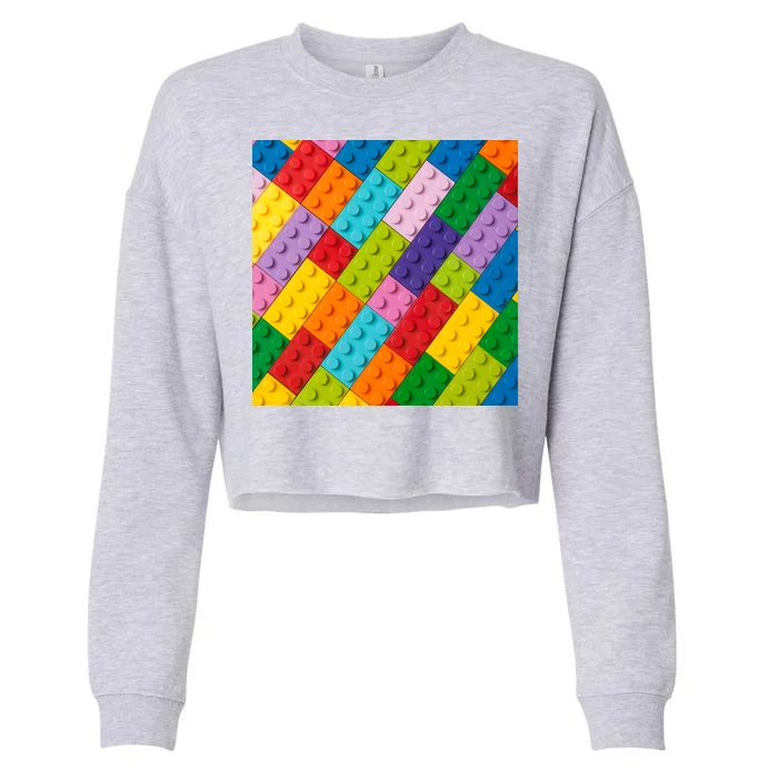 Many Toy Blocks Pattern Cropped Pullover Crew