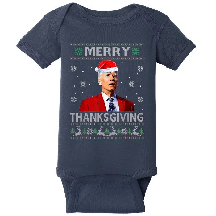 Merry Thanksgiving Biden Anti Biden Christmas Santa Baby Bodysuit