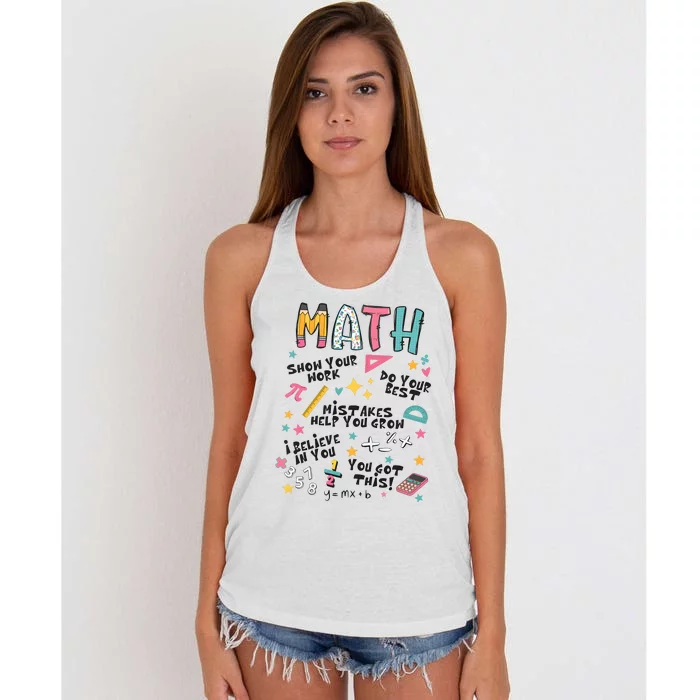 Math Teacher Back To School Women's Knotted Racerback Tank