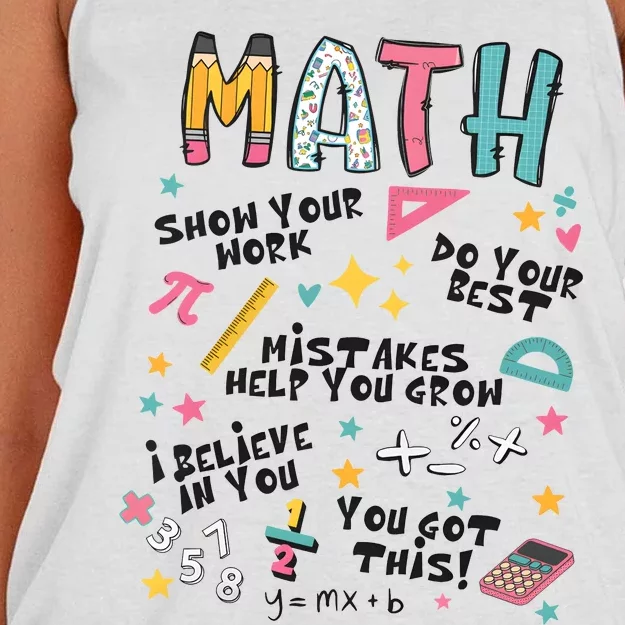 Math Teacher Back To School Women's Knotted Racerback Tank