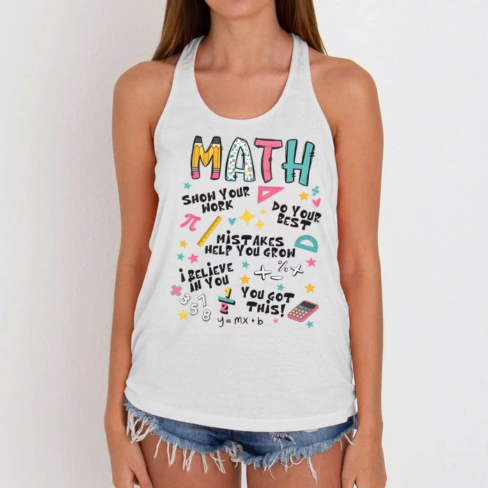 Math Teacher Back To School Women's Knotted Racerback Tank