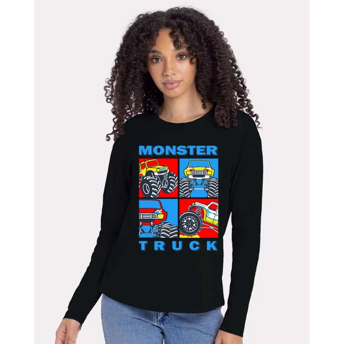 Monster Truck Block Womens Cotton Relaxed Long Sleeve T-Shirt