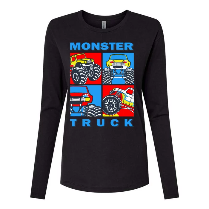 Monster Truck Block Womens Cotton Relaxed Long Sleeve T-Shirt