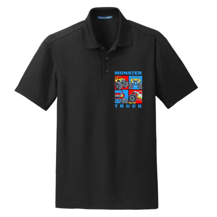 Monster Truck Block Dry Zone Grid Performance Polo