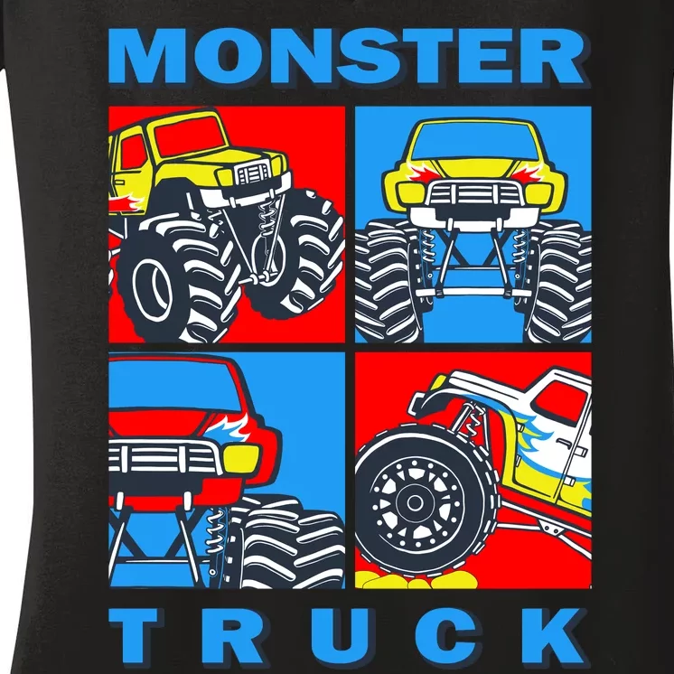 Monster Truck Block Women's V-Neck T-Shirt