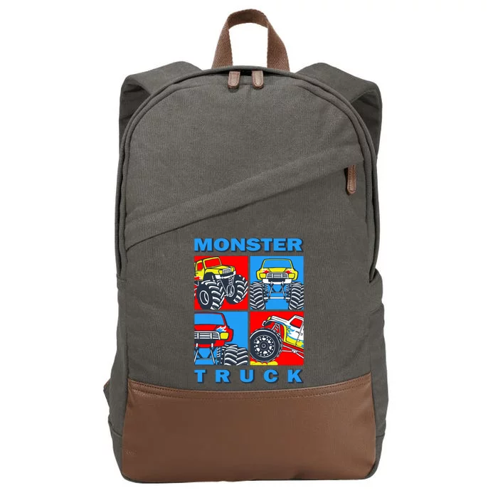 Monster Truck Block Cotton Canvas Backpack