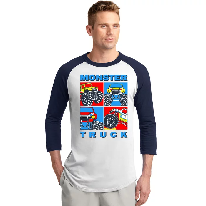 Monster Truck Block Baseball Sleeve Shirt