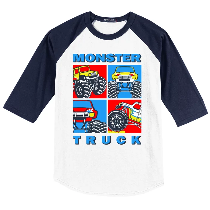 Monster Truck Block Baseball Sleeve Shirt