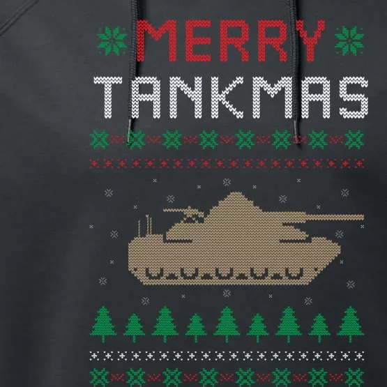 Merry Tankmas Battle Tank Military Ugly Christmas Sweater Performance Fleece Hoodie