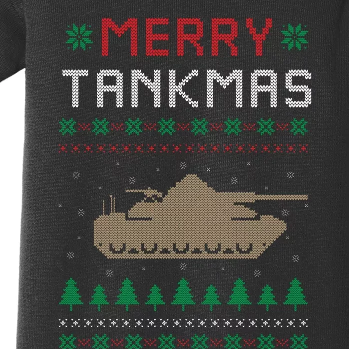 Merry Tankmas Battle Tank Military Ugly Christmas Sweater Baby Bodysuit