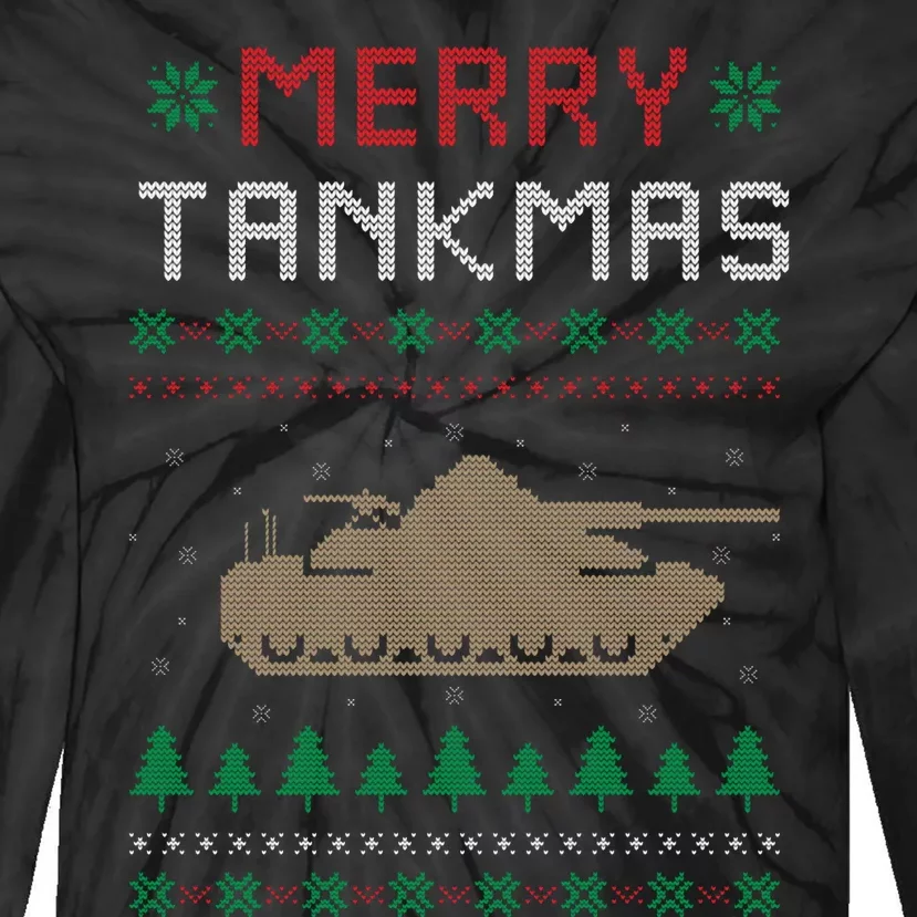 Merry Tankmas Battle Tank Military Ugly Christmas Sweater Tie-Dye Long Sleeve Shirt