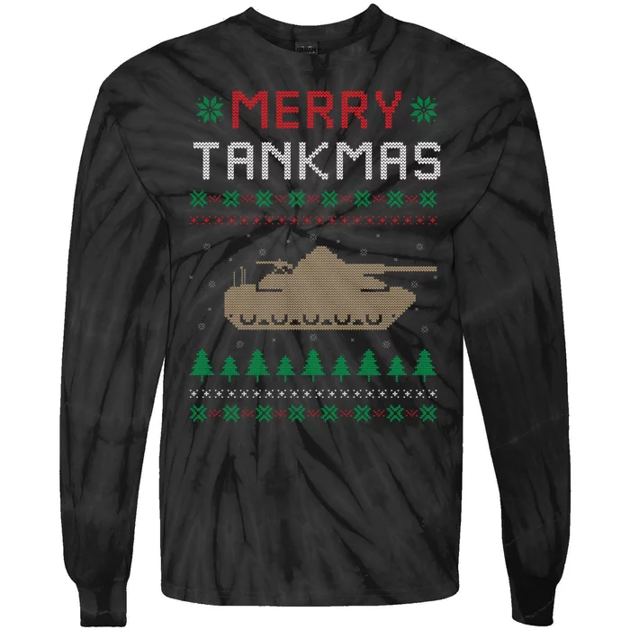 Merry Tankmas Battle Tank Military Ugly Christmas Sweater Tie-Dye Long Sleeve Shirt