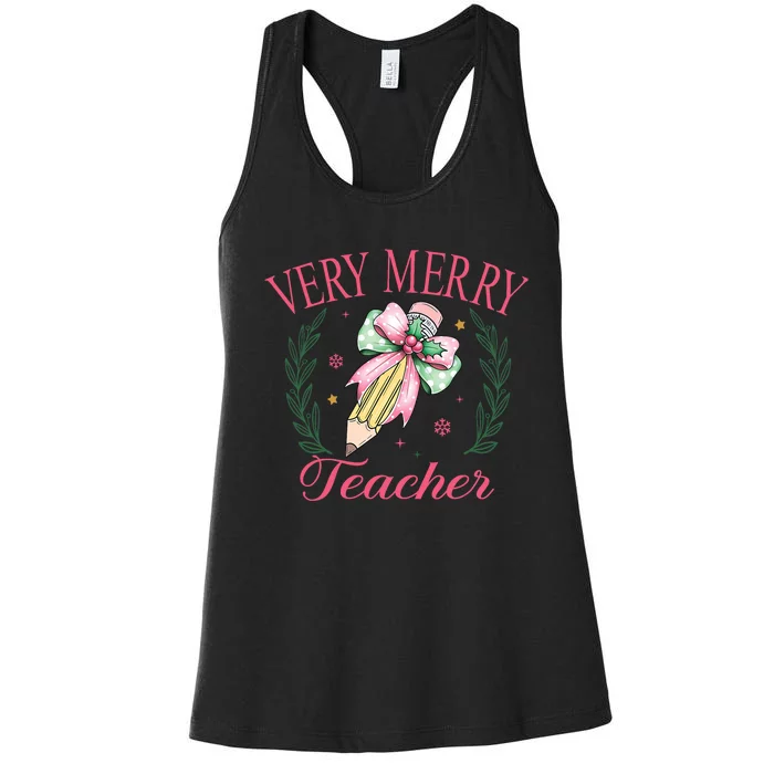 Merry Teacher Bright Students Christmas Joy Women's Racerback Tank