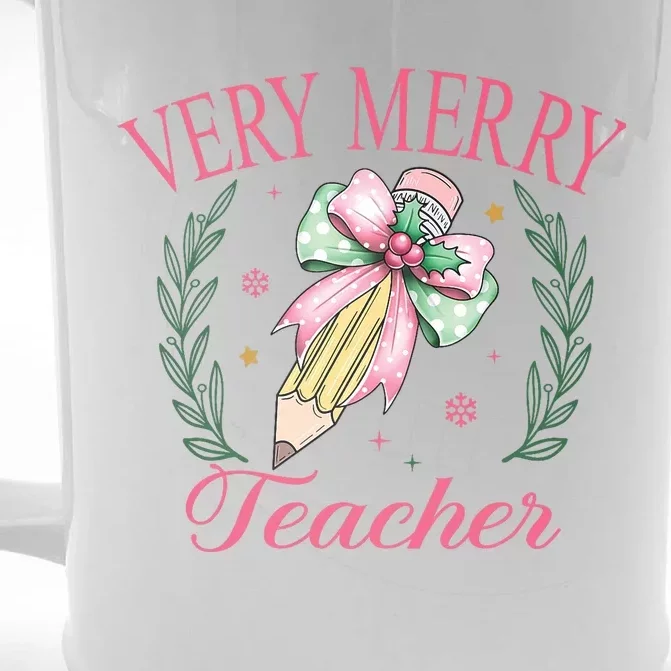 Merry Teacher Bright Students Christmas Joy Front & Back Beer Stein