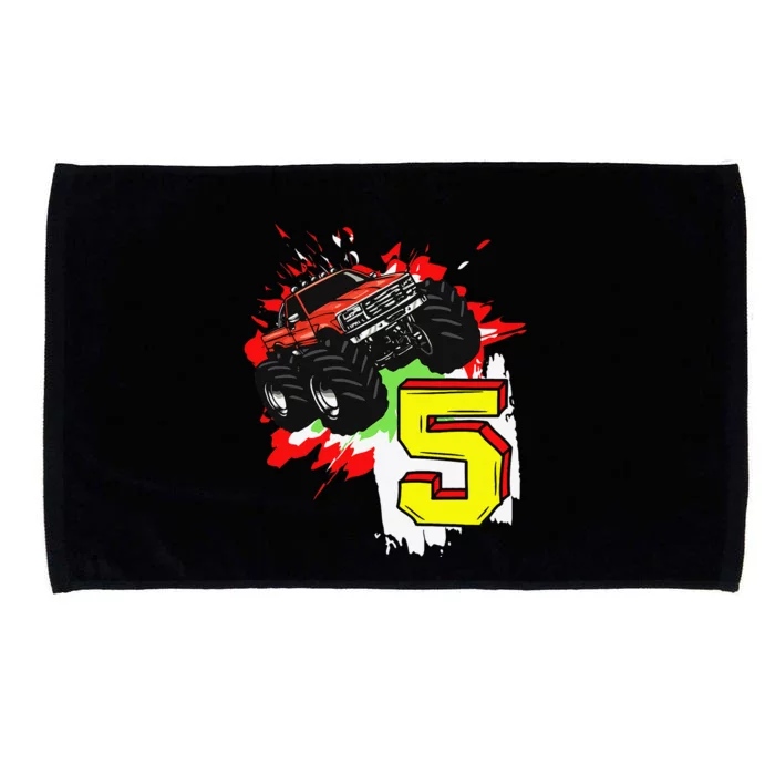 Monster Truck Birthday 5 Years 5th Birthday Party Microfiber Hand Towel