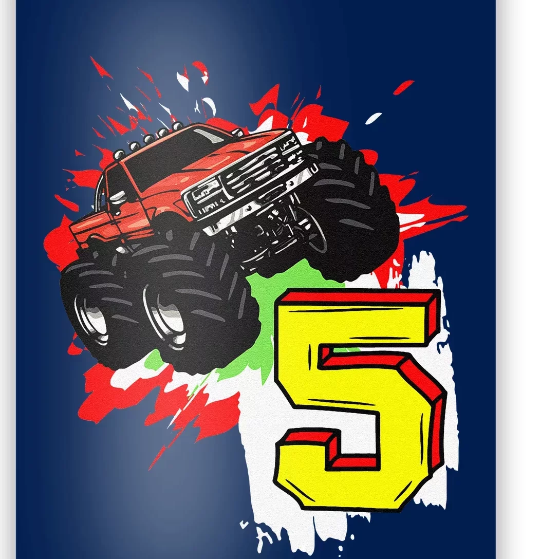 Monster Truck Birthday 5 Years 5th Birthday Party Poster