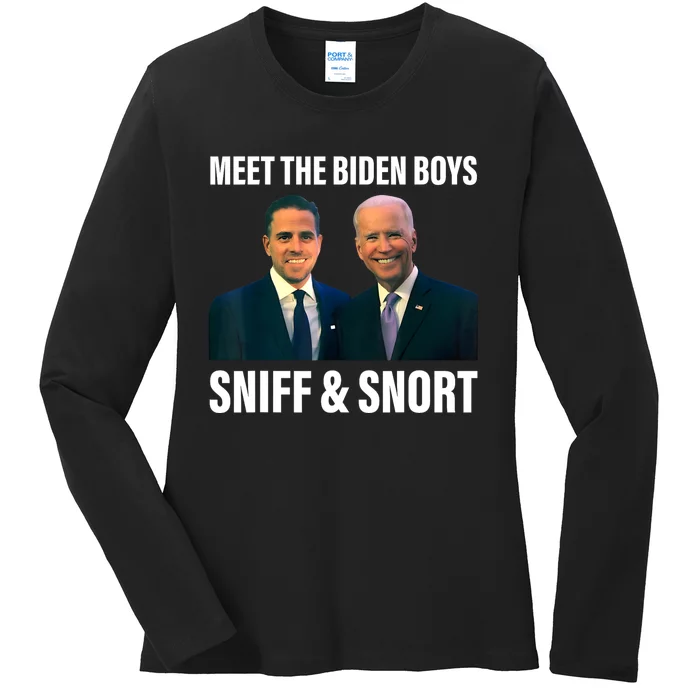 Meet The Biden Sniff And Snort Funny Quote Ladies Long Sleeve Shirt