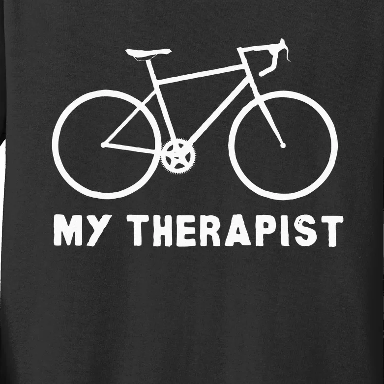 My Therapist Bicycle Funny Bike Riding Rider Cycling Gift Kids Long Sleeve Shirt