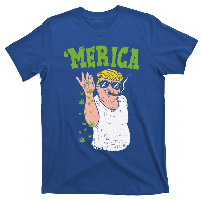 Merica Trump Bae Smoking Weed Cannabis Funny 420 Stoner Gift Funny Gift T-Shirt