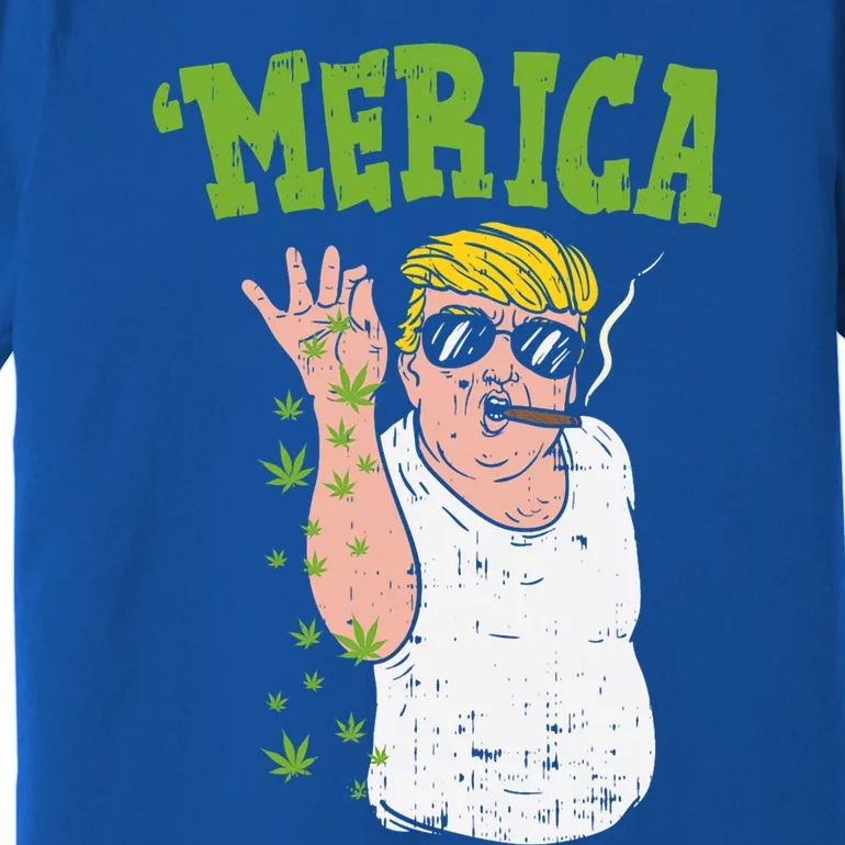 Merica Trump Bae Smoking Weed Cannabis Funny 420 Stoner Gift Funny Gift Premium T-Shirt