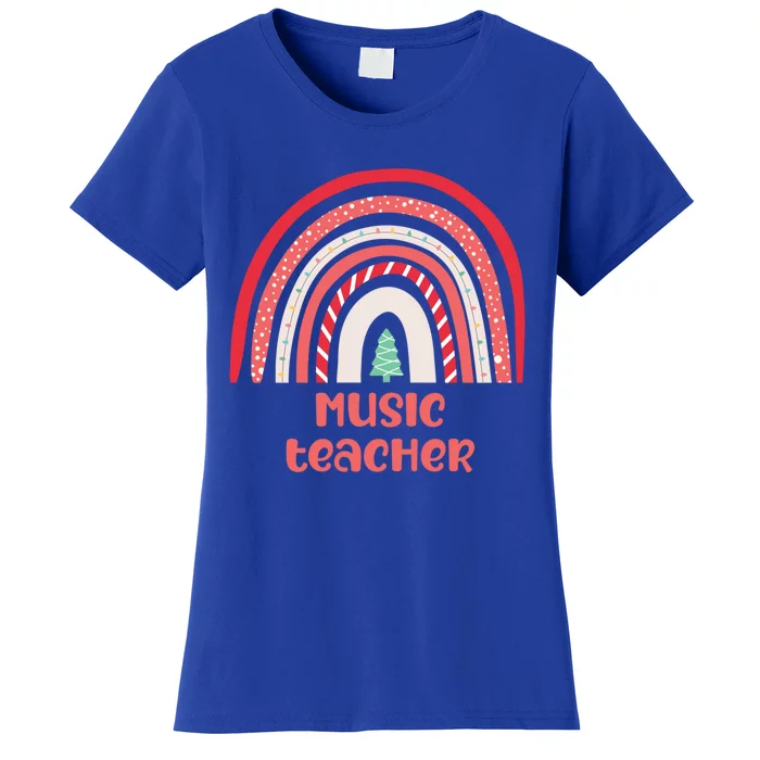 Music Teacher Chrsitmas Boho Rainbow Day Holiday School Gift Women's T-Shirt