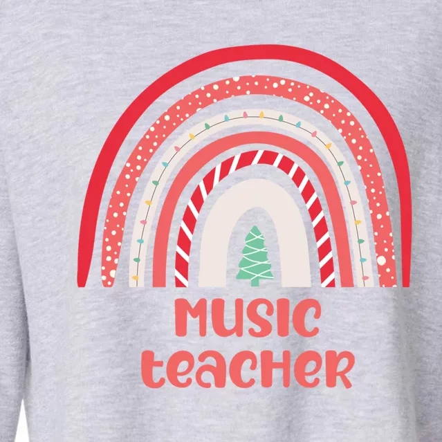 Music Teacher Chrsitmas Boho Rainbow Day Holiday School Gift Cropped Pullover Crew