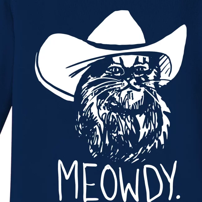 Meowdy Texas Cat Meme Baby Long Sleeve Bodysuit