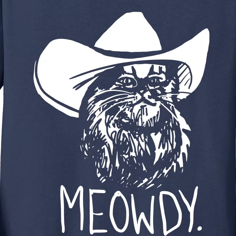 Meowdy Texas Cat Meme Kids Long Sleeve Shirt