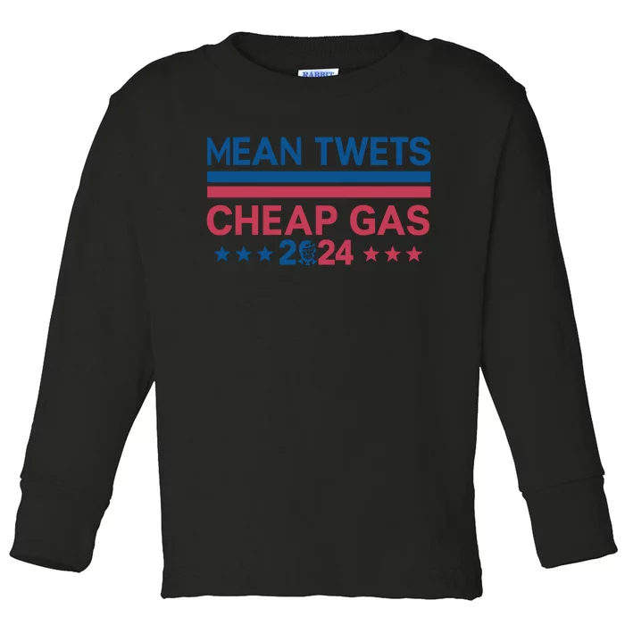 Mean Tweets Cheap Gas Retro Style Graphic Toddler Long Sleeve Shirt