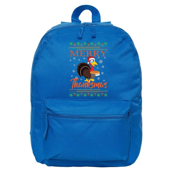 Merry Thanksmas Cute Turkey Santa Hat Thanksgiving Christmas Gift 16 in Basic Backpack