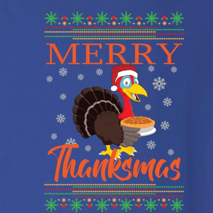 Merry Thanksmas Cute Turkey Santa Hat Thanksgiving Christmas Gift Toddler Long Sleeve Shirt