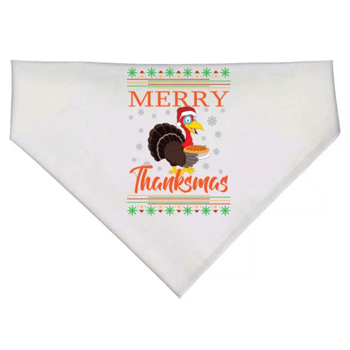 Merry Thanksmas Cute Turkey Santa Hat Thanksgiving Christmas Gift USA-Made Doggie Bandana