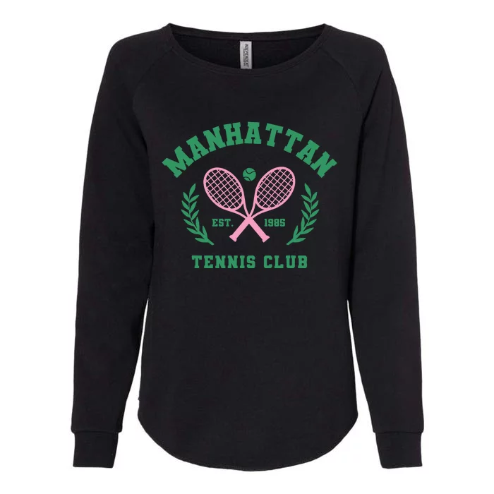 Manhattan Tennis Club Pink And Green Tennis Womens California Wash Sweatshirt