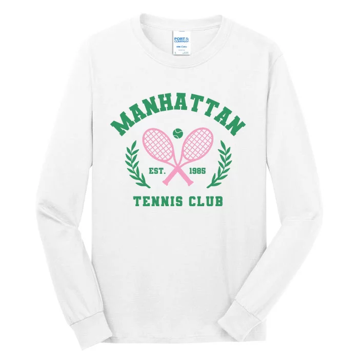 Manhattan Tennis Club Pink And Green Tennis Tall Long Sleeve T-Shirt