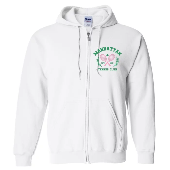 Manhattan Tennis Club Pink And Green Tennis Full Zip Hoodie