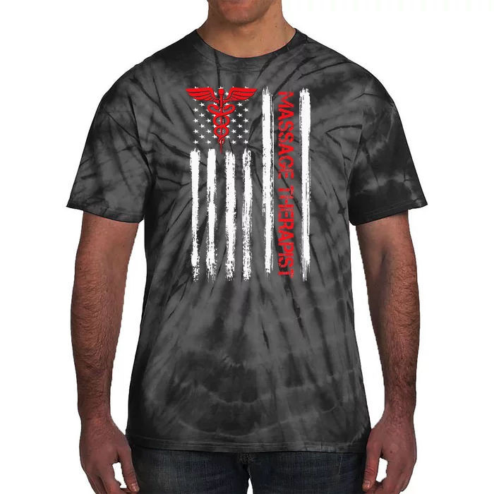 Massage Therapist Chiropractor Patriotic American Flag Tie-Dye T-Shirt