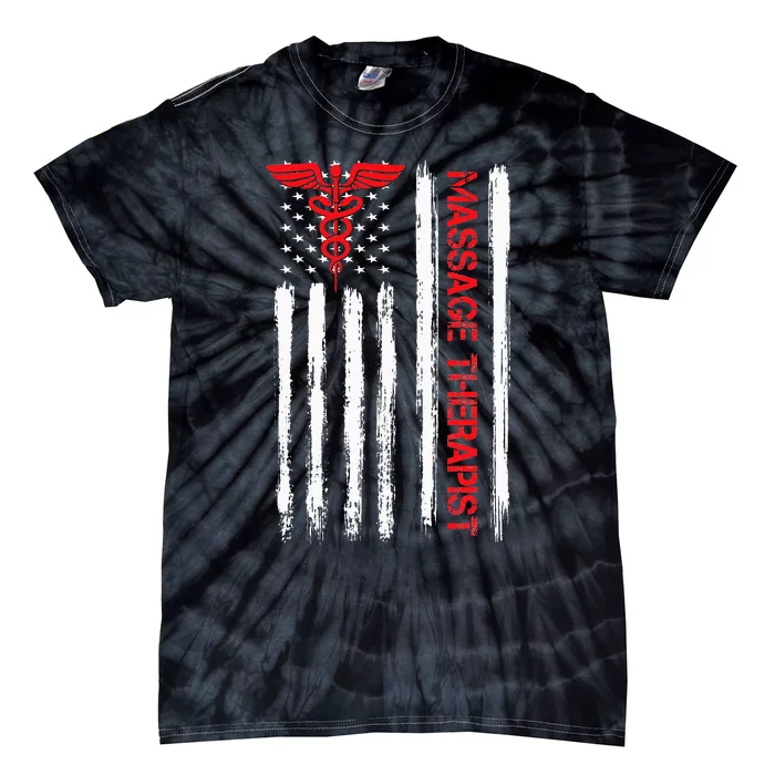 Massage Therapist Chiropractor Patriotic American Flag Tie-Dye T-Shirt