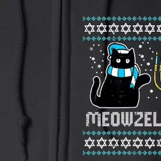 Meowzel Tov Chanukah Funny Jewish Cat Owner Ugly Hanukkah Full Zip Hoodie