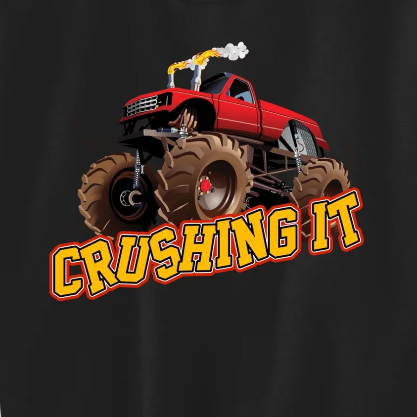 Monster Truck Crushing It Kids Sweatshirt