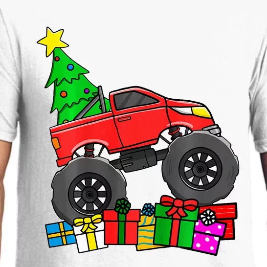 Monster Truck Christmas Tree Pajama Set