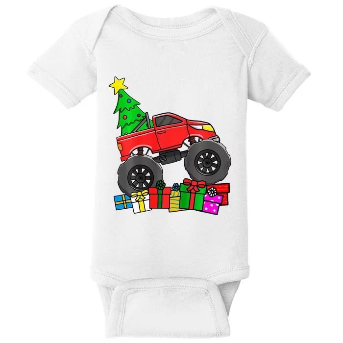 Monster Truck Christmas Tree Baby Bodysuit