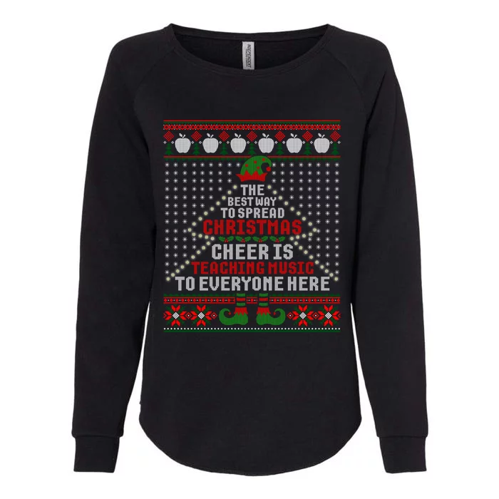 Music Teacher Christmas Cool Gift Elf Cheer Ugly Xmas Sweater Great Gift Womens California Wash Sweatshirt