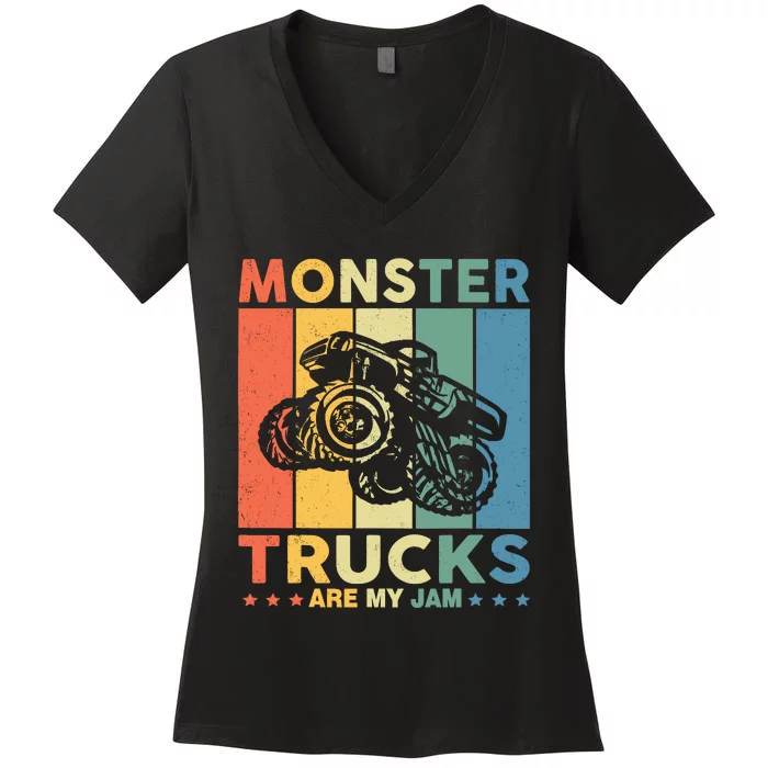 Monster Truck Car For Birthday Boy Women's V-Neck T-Shirt