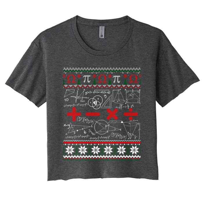 Math Teacher Christmas Love Teachers Ugly Sweater Great Gift Women's Crop Top Tee