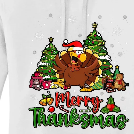 Merry Turkey Christmas Thanksgiving Women's Pullover Hoodie