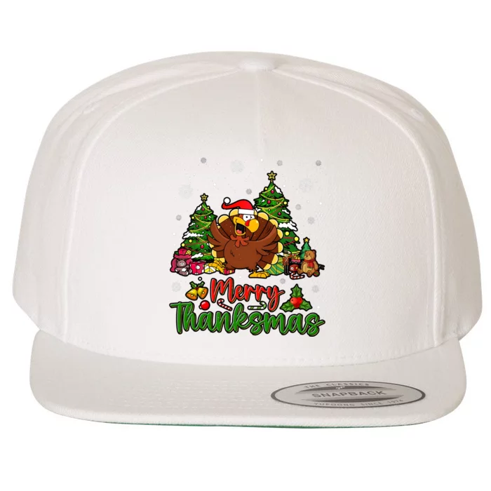 Merry Turkey Christmas Thanksgiving Wool Snapback Cap