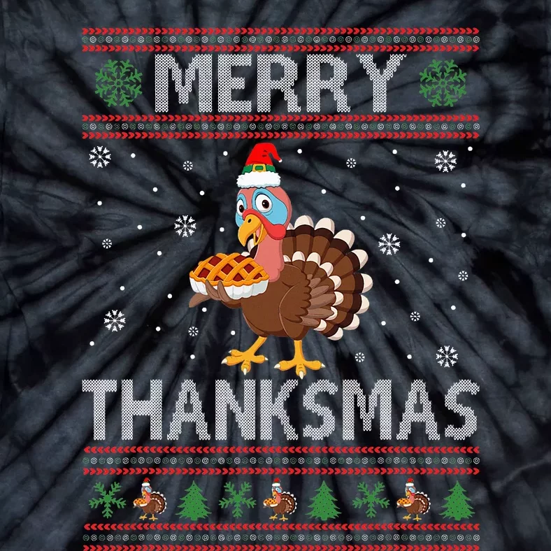 Merry Thanksmas Christmas Thanksgiving Turkey Tie-Dye T-Shirt