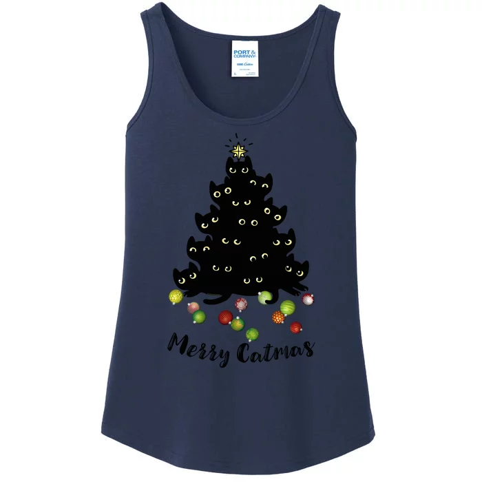 Merry Tree Catmas With Holiday Lovers Ladies Essential Tank