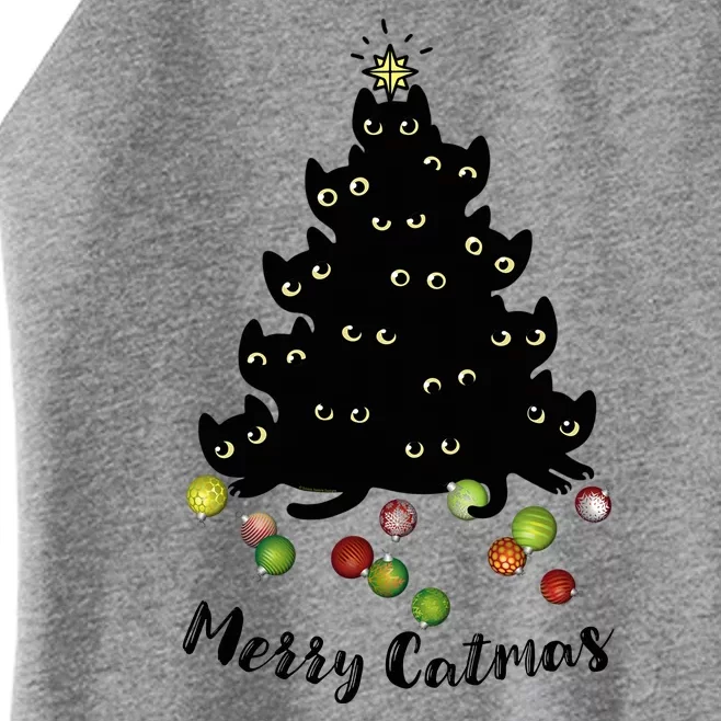 Merry Tree Catmas With Holiday Lovers Women’s Perfect Tri Rocker Tank