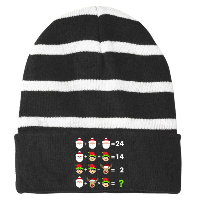 Math Teacher Christmas Gift Order Of Operations Quiz Funny Gift Striped Beanie with Solid Band